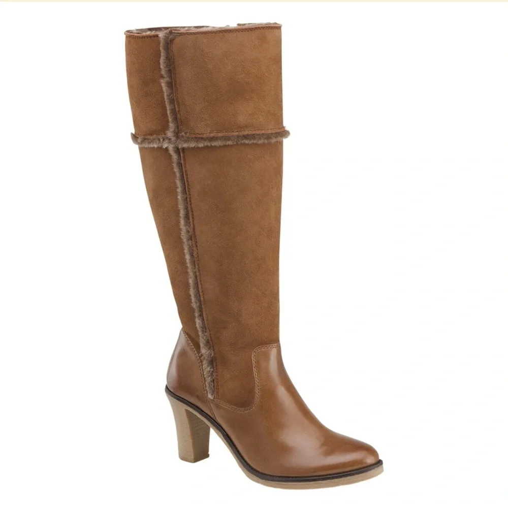 Johnston & Murphy Jamie Shearling Faux Fur Lined Knee High Heeled Winter Boots 7